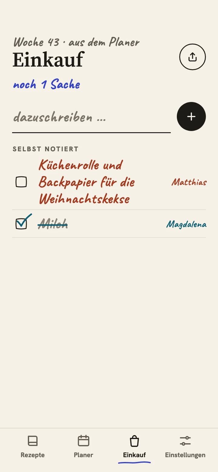 Hearthbook-Bildschirm: Einkaufen