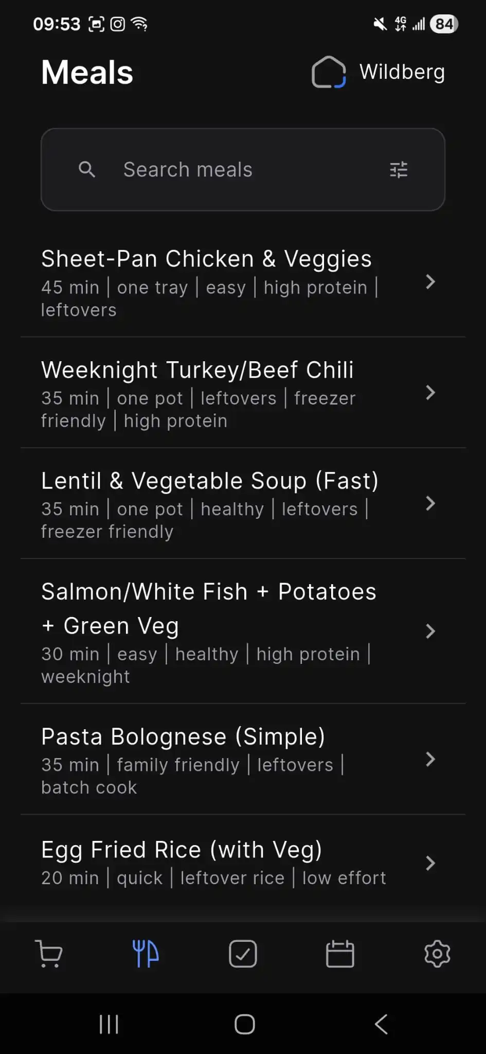TwoDo meal planner